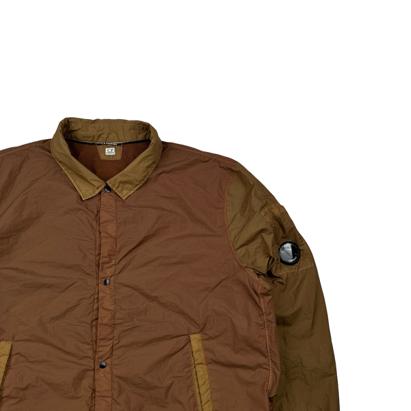 CP Company Brown Colour Block Taylon P Nylon Overshirt - XL