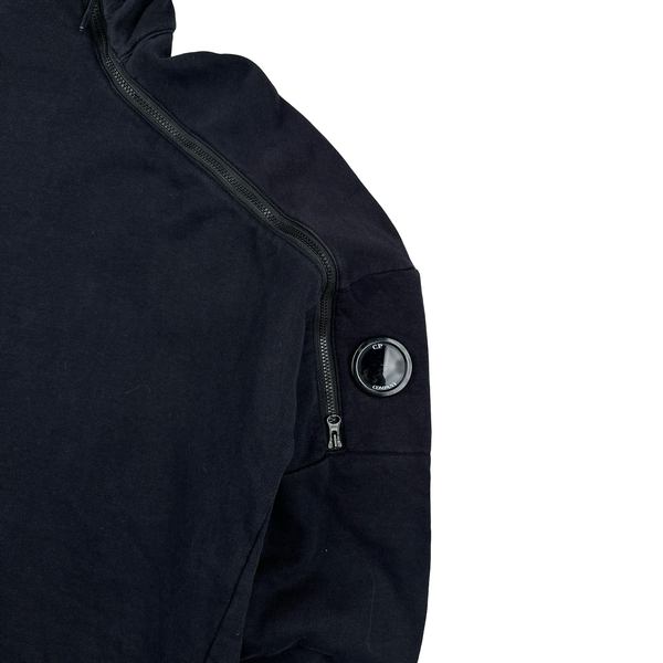 CP Company Black Pullover Zipped Chest Lens View Hoodie - Large