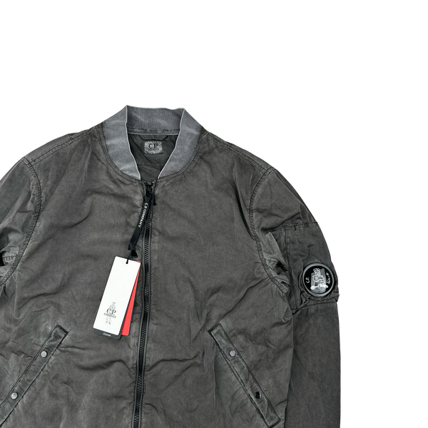 CP Company Grey Limited Edition Comics Cars Chrome Nylon Bomber Jacket - Small