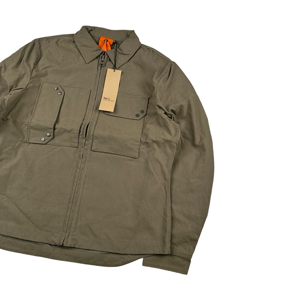 Ten C Khaki Mid Layer Zipped Overshirt Jacket - Medium