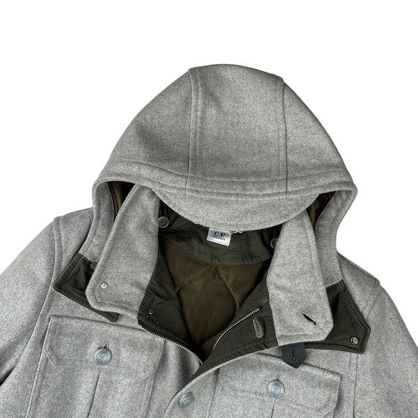 CP Company Thick Grey Lana Wool Detailed Buttoned Jacket - Large