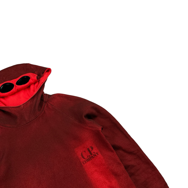 CP Company Red P.Ri.S.M Garment Dyed Goggle Hoodie - Small