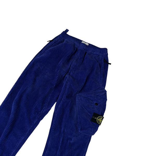 Stone Island 2021 Blue Jumbo Corduroy Cargo Trousers - 28"