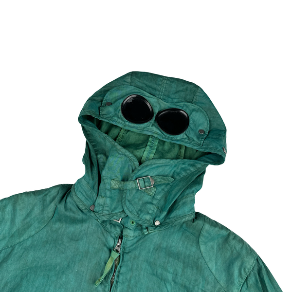 CP Company Teal Green Lino Flax Goggle Watch Finder Jacket - XL