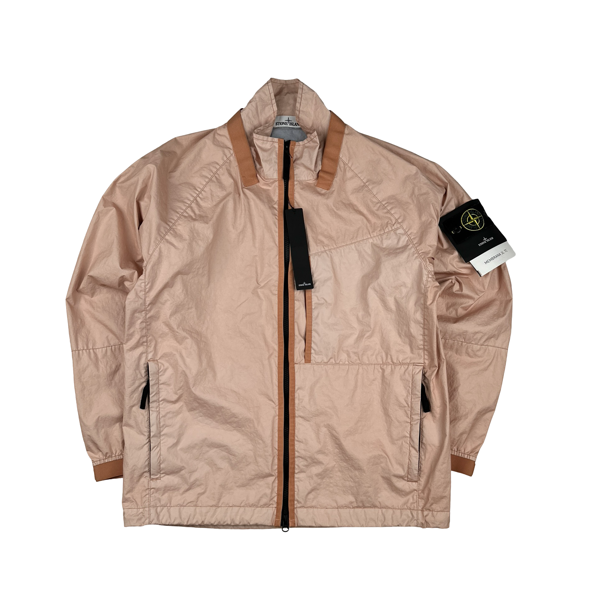 Stone Island 2021 Salmon Pink Membrana 3L TC Jacket Large Mat s Island