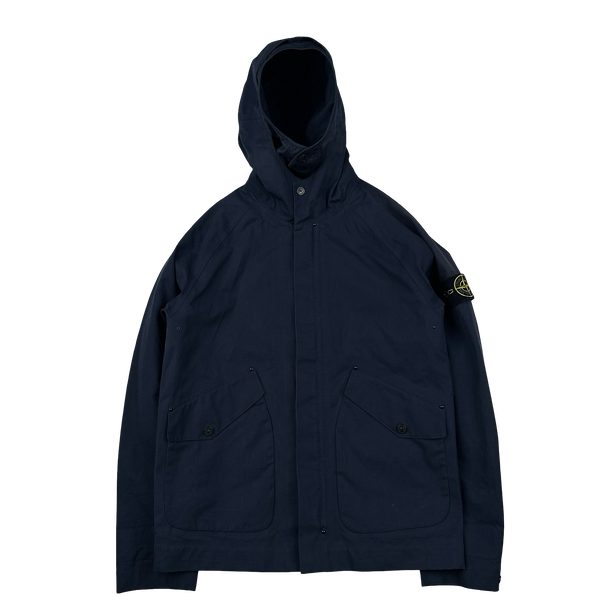 Stone Island 2016 Navy Ventile Dual Hood Cotton Jacket - Small