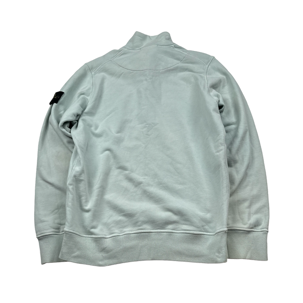 Stone Island 2022 Mint Cotton Quarter Zip Crewneck Sweatshirt - Medium