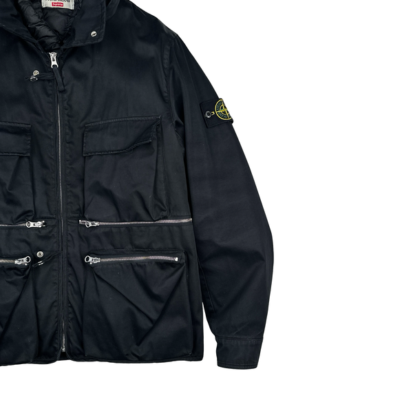 Stone Island Black Helicopter Raso Gommato Jacket - Small