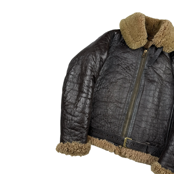 Irvin Shearling Lined Flying Pilot Thick Leather Vintage Jacket - Small