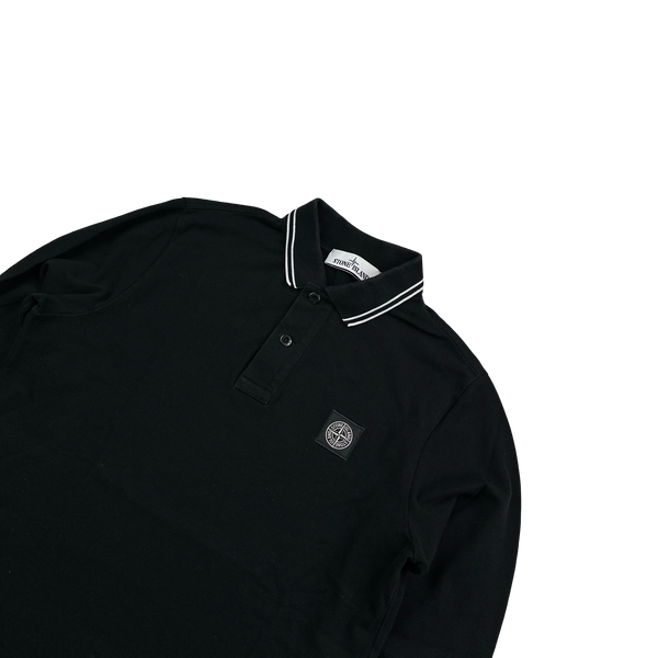 Stone Island 2021 Black Longsleeve Polo Shirt - Small