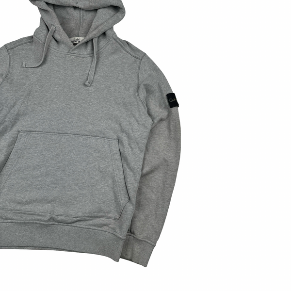 Stone Island Grey Cotton Pullover Hoodie - Medium