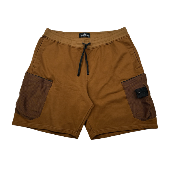 Stone Island 2021 Shadow Project Brown Garment Dyed Mesh Cargo Pocket Shorts -XL
