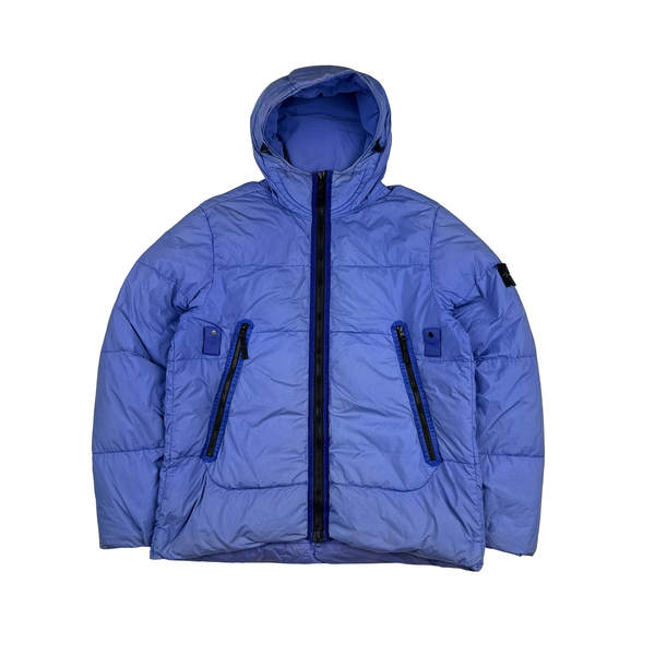Stone Island 2021 Blue Crinkle NY Down Puffer Jacket - Large