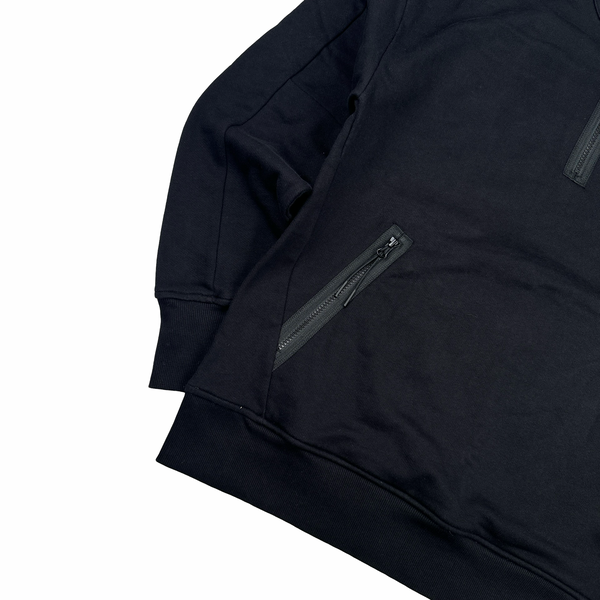 CP Company Black Quarter Zip Pullover Lens View Jumper - Large
