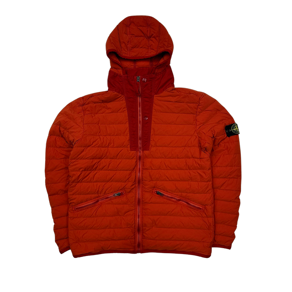 Stone Island Red Loom Woven Down Chambers Stretch Nylon Jacket XL Mat s Island