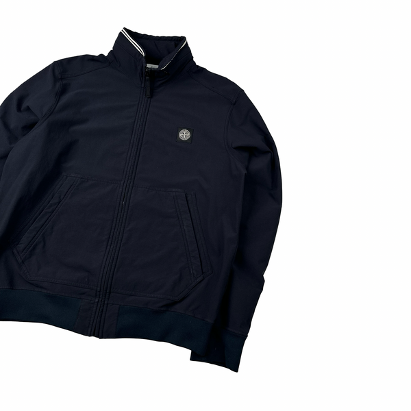 Stone Island 2014 Navy Soft Shell Compass Patch Zipped Bomber Jacket - XXL