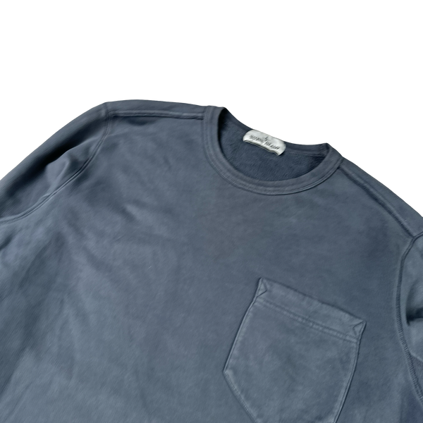 Stone Island 2019 Blue Cotton Crewneck - Large
