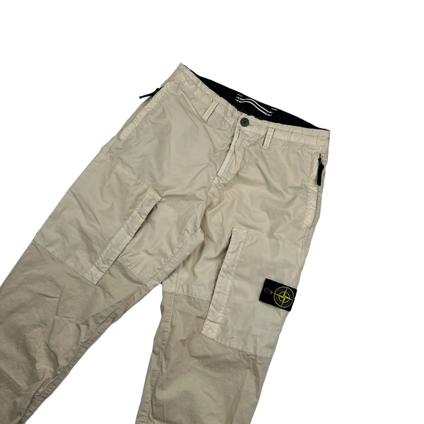 Stone Island 2020 Mussola Panel Beige Cargo Trousers - 30"