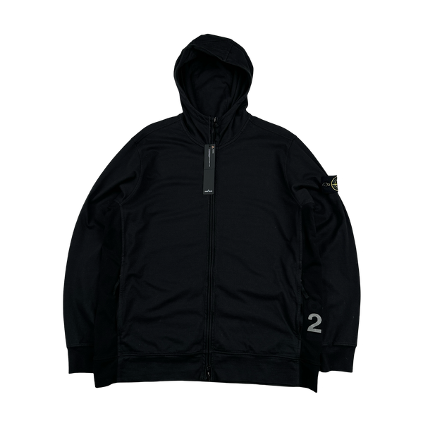 Stone Island 2022 40th Anni Black Cotton Zipped Hoodie - XL