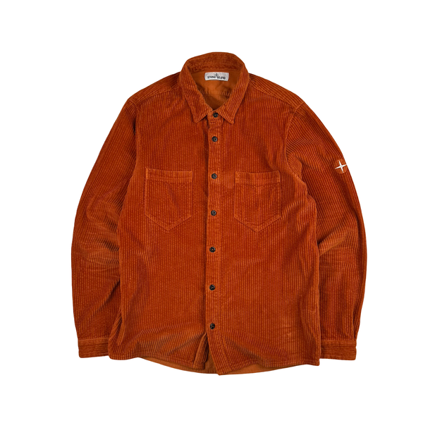Stone Island 2019 Jumbo Cord Orange Overshirt - Large