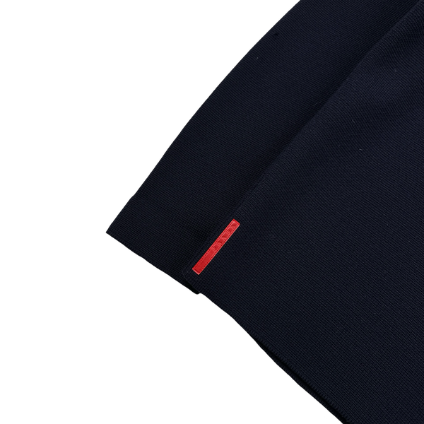 Prada Navy Heavyweight Wool Zipped Knit Jumper - XL