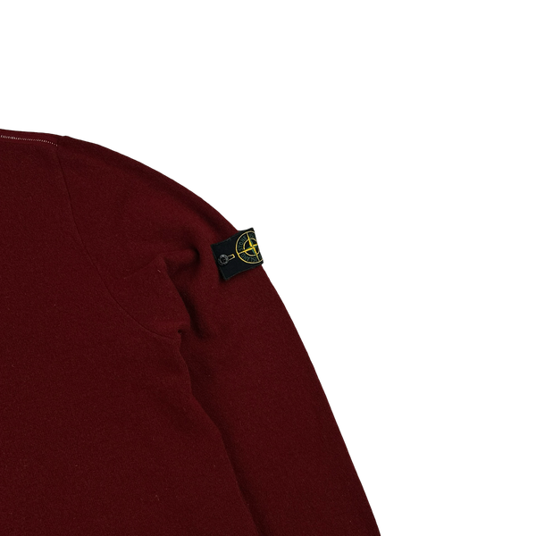 Stone Island 2002 Vintage Dark Red Ribbed Wool Pullover - XL