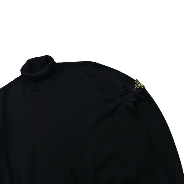 Stone Island 2019 Black Roll Neck Knit Jumper - Large