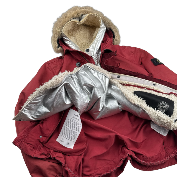 Stone Island 2015 Silver Sherling Liner Fur Hood David TC Jacket - Medium