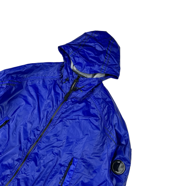 CP Company Blue Garment Dyed Rubber Hooded Jacket - 3XL