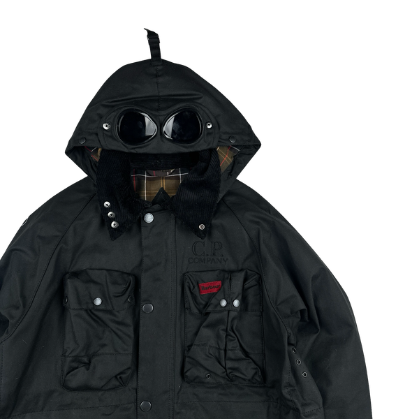 CP Company x Barbour Black Multi Pocket 500 Mille Waxed Jacket - Small