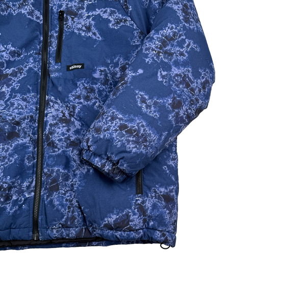 Stussy Blue Floral Print Primaloft Puffer Jacket - Large