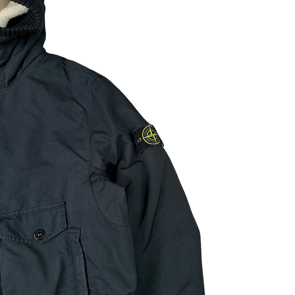 Stone Island 2021 Grey Garment Dyed David TC Long Blanket Lined Parka Jacket - Large