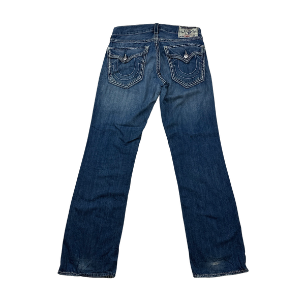 True Religion White Contrast Stitch Straight Jeans - 31"