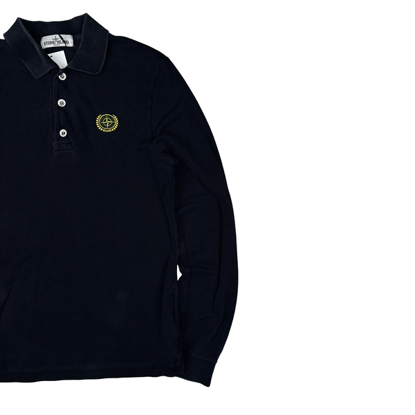 Stone Island 2012 Navy Cotton 30th Anniversary Long Sleeve Polo Shirt - Medium