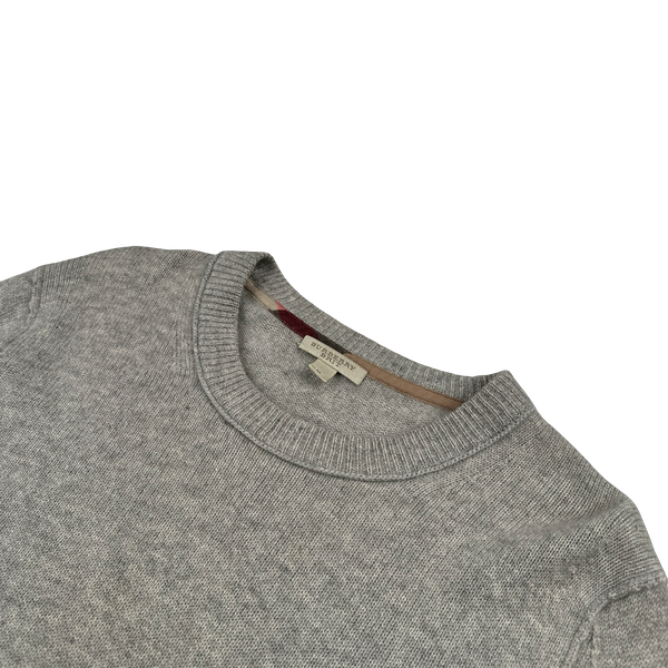 Burberry Grey Cashmere Knit Elbow Patch Jumper - Medium