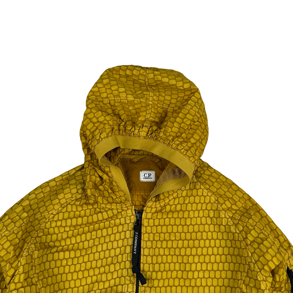 CP Company 3D Dark Yellow Air Net Zipped Hooded Jacket - Large