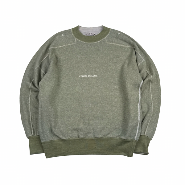 Stone Island 1990s Vintage Light Green Spellout Pullover - XL