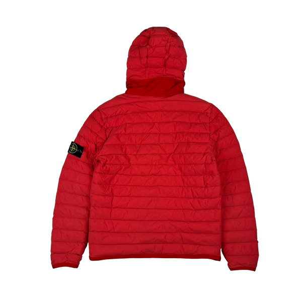 Stone Island 2019 Red Loom Woven Down Chambers Stretch Nylon TC Jacket - Medium