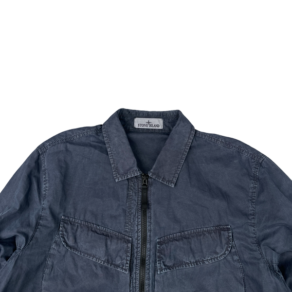 Stone Island 2022 Navy Cotton Zipped Overshirt - Large