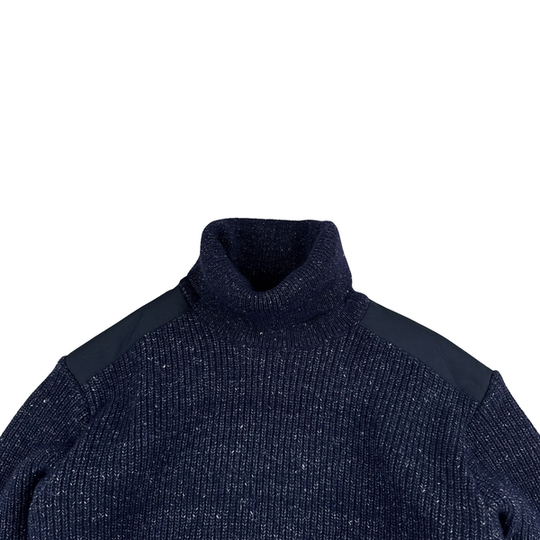 Paul & Shark Navy High Neck Wool Blend Jumper - Large