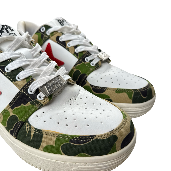 BAPE Green Camo White Leather Trainers - UK 8.5