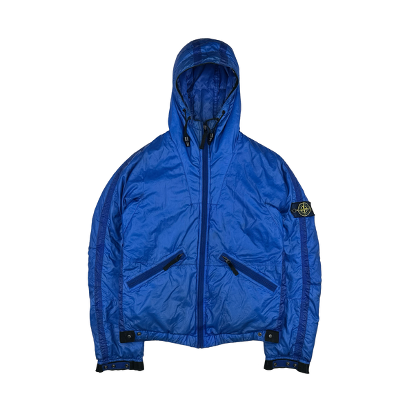 Stone Island 2007 Blue Down Mesh Badge Puffer Jacket - Medium