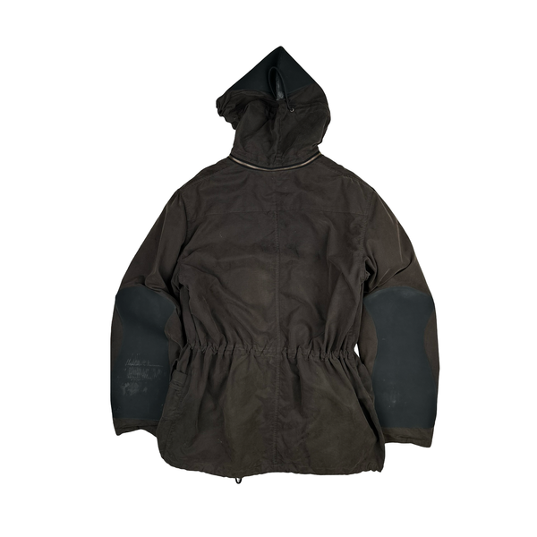 Cp Company Archive 2002 Brown Vulcanised Rubber Hood Lined Goggle Jacket - XXL