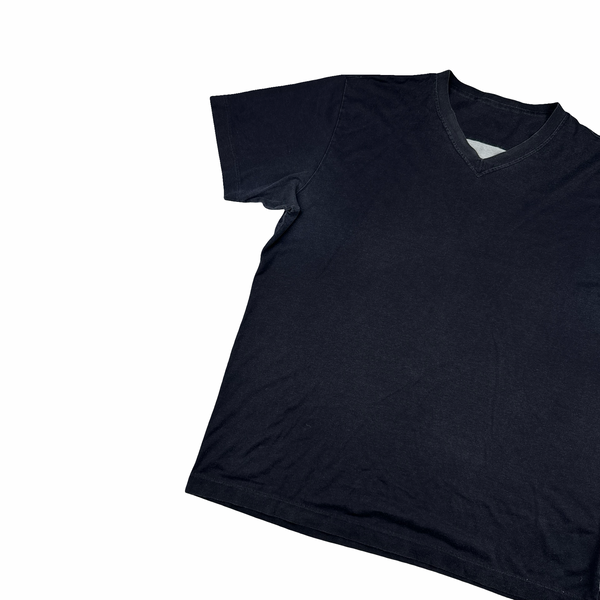 Stone Island 2008 Navy Cotton V Neck Spellout T Shirt - XXL