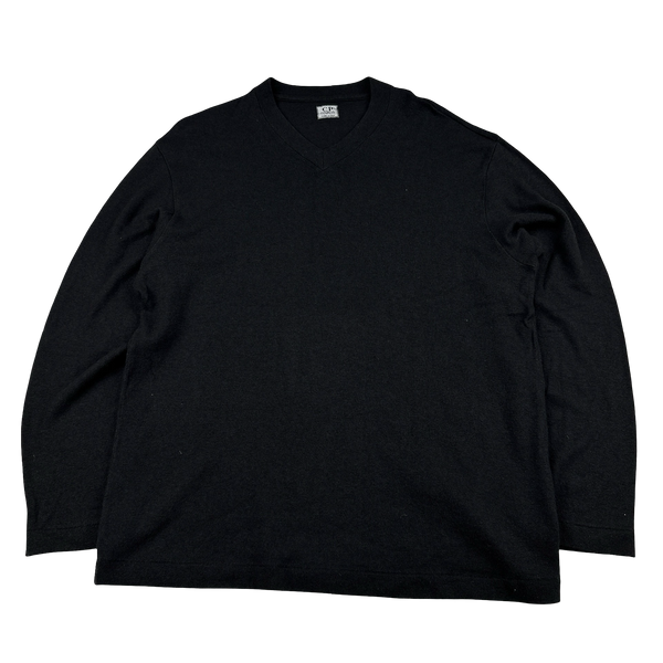 CP Company Vintage Charcoal Wool V-Neck Jumper - XL