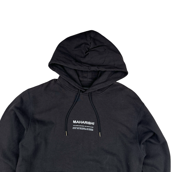 Maharishi Thick Cotton Spellout Black Hoodie - Medium
