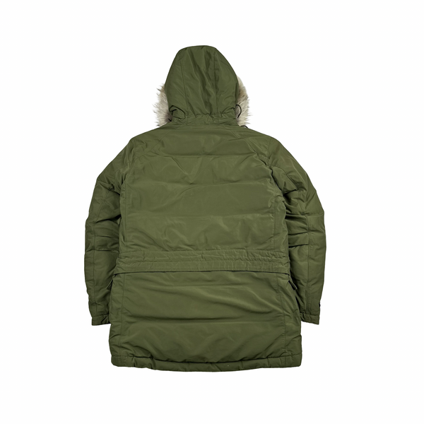 Stone Island 2014 Green Micro Reps Down Filled Fur Trim Parka - Medium