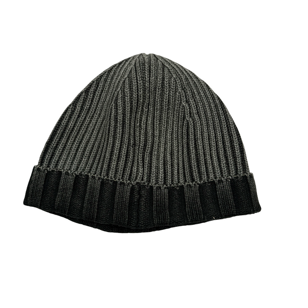 Stone Island Washed Green Ribbed Logo Patch Beanie