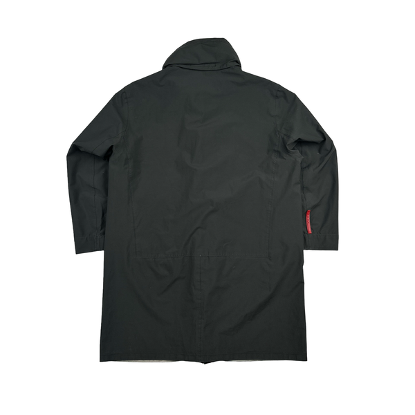 Prada Black Nylon Goretex Shell Long Jacket - XL