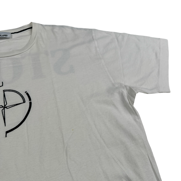 Stone Island 2020 White Graphic Spellout White T Shirt - Large